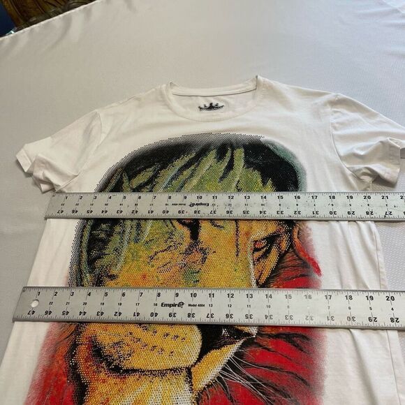 Heads Or Tails Rastafari Lion Crystal Rhinestone Embellished T-Shirt Size Large - Picture 7 of 10